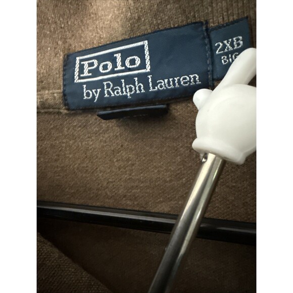 Polo Ralph Lauren Mens Polo Shirt Brown 2XB Cotton 2 Button Long Sleeve Pony - Picture 5 of 7